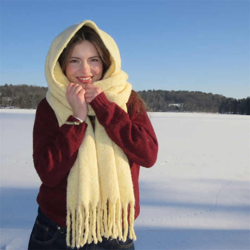 Street Fashion Hijab - Vintage Plain Mohair Tassel Scarf Ladies