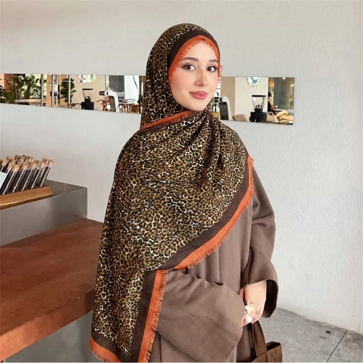 Street Fashion Hijab - Vintage Leopard Print Hijab Scarf Soft