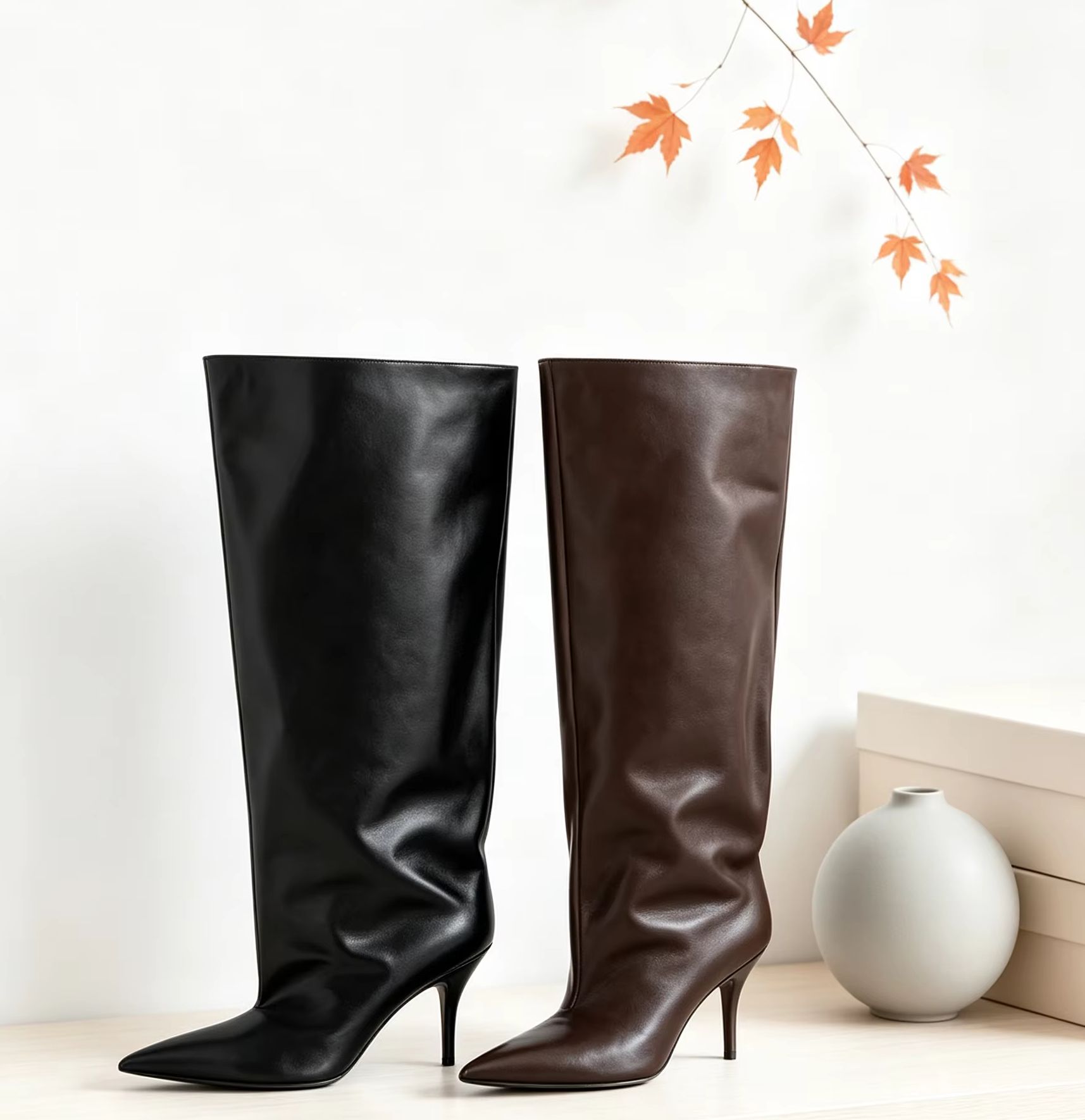 Street Fashion Winter - Slouch Wide Cuff Knee High Boot