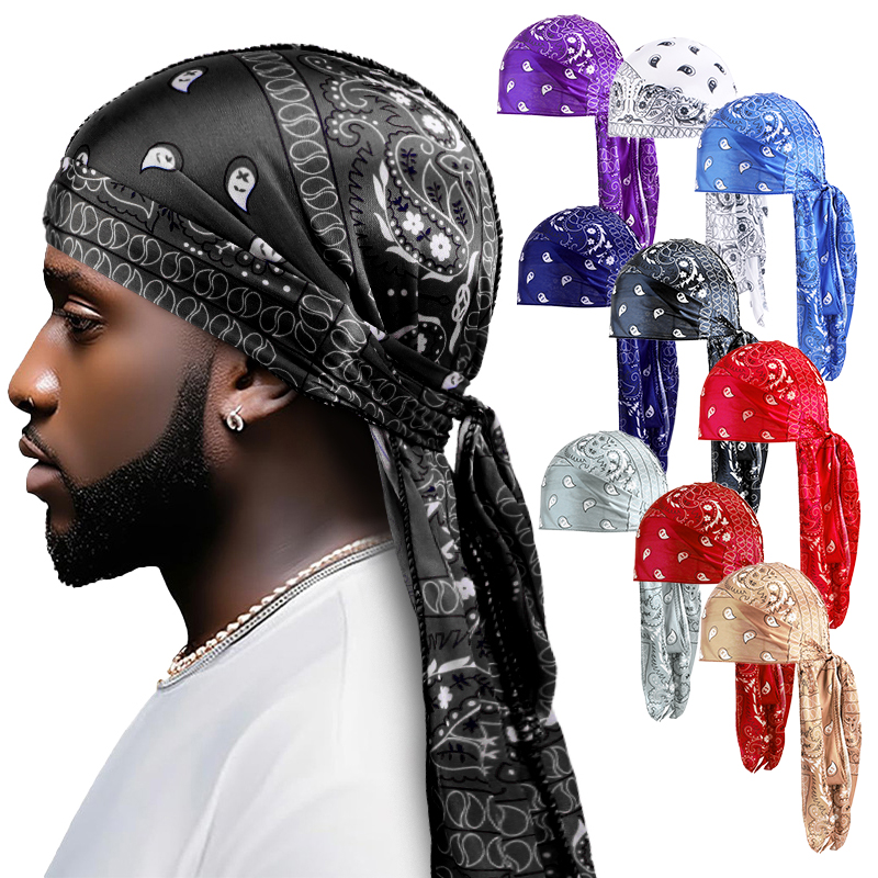 Street Fashion Hijab - Amoeba Print Silky Durag Bandanas Long