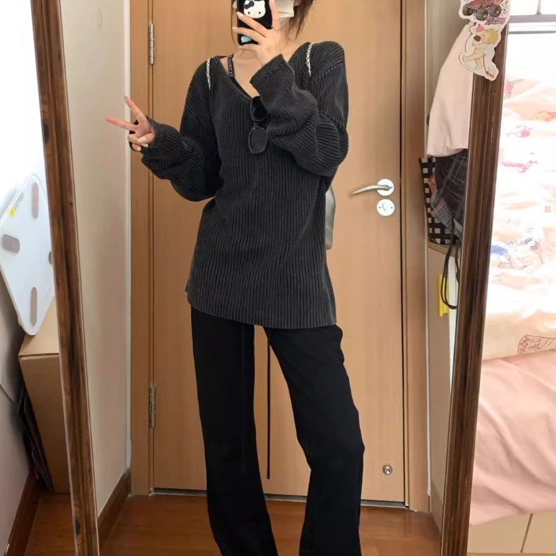 V-neck Washed Solid Color Casu - огляд і ціна Street Fashion Winter 2025