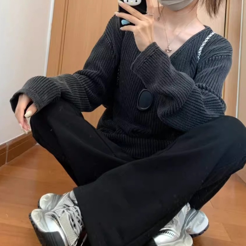 V-neck Washed Solid Color Casu - огляд і ціна Street Fashion Winter 2025