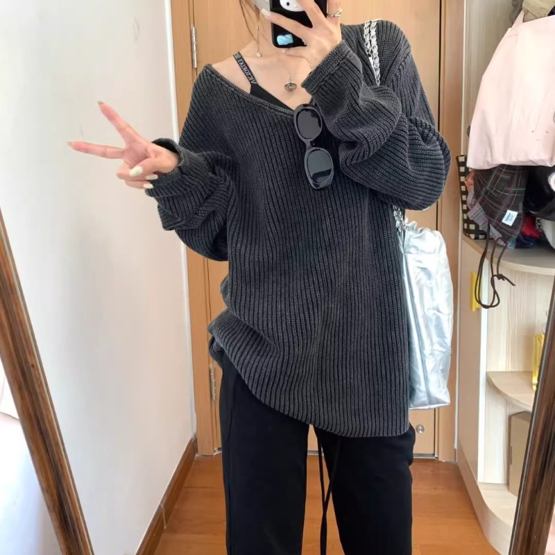 V-neck Washed Solid Color Casu - огляд і ціна Street Fashion Winter 2025