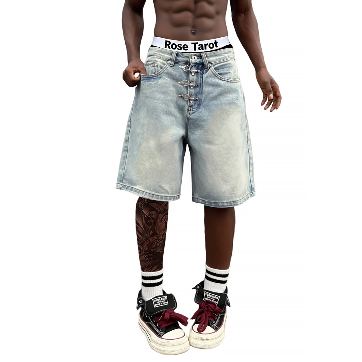 Metal Buckle Short Baggy Jeans - огляд і ціна Street Fashion Baggy