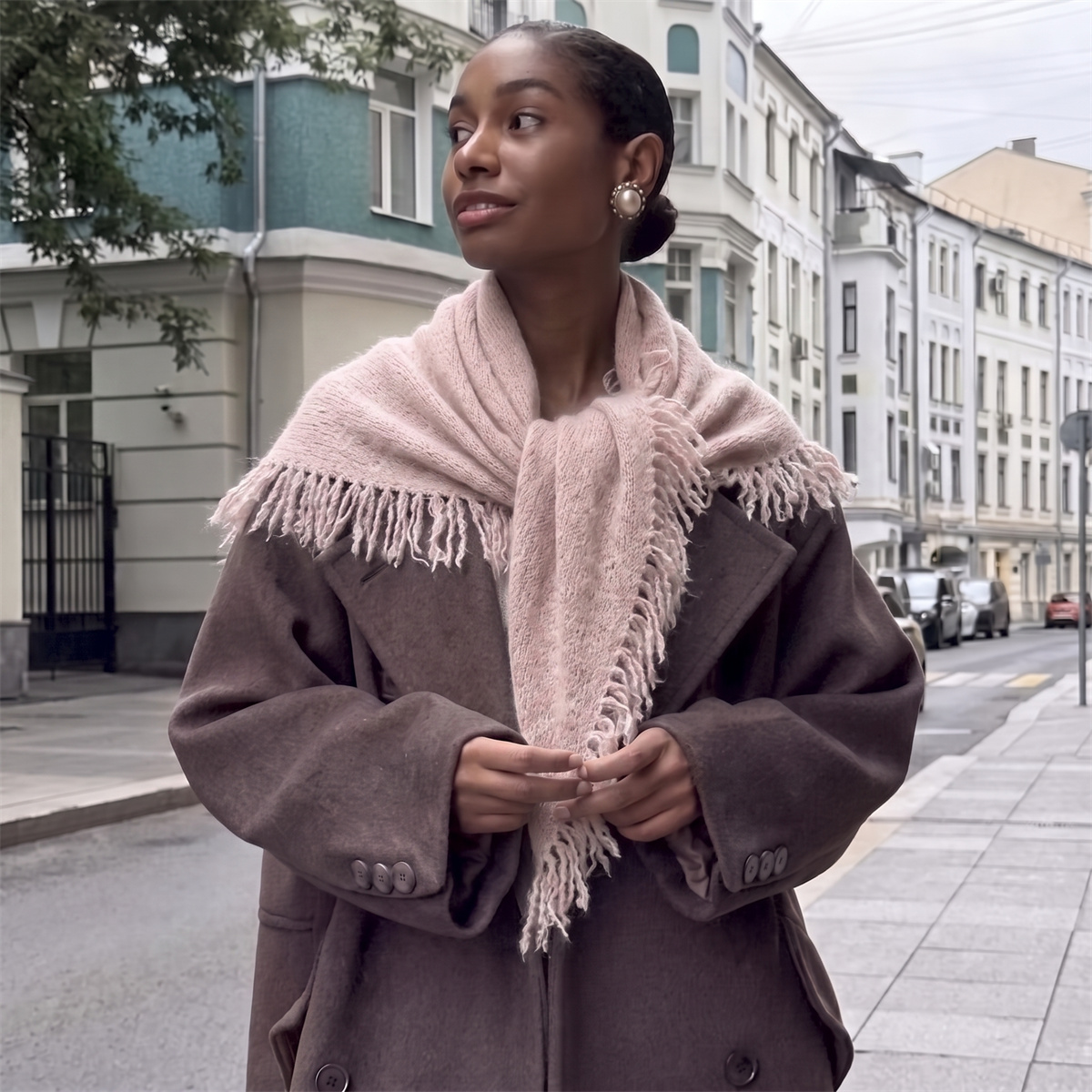 Solid Pink Tassel Triangle Hea - огляд і ціна Street Fashion Hijab