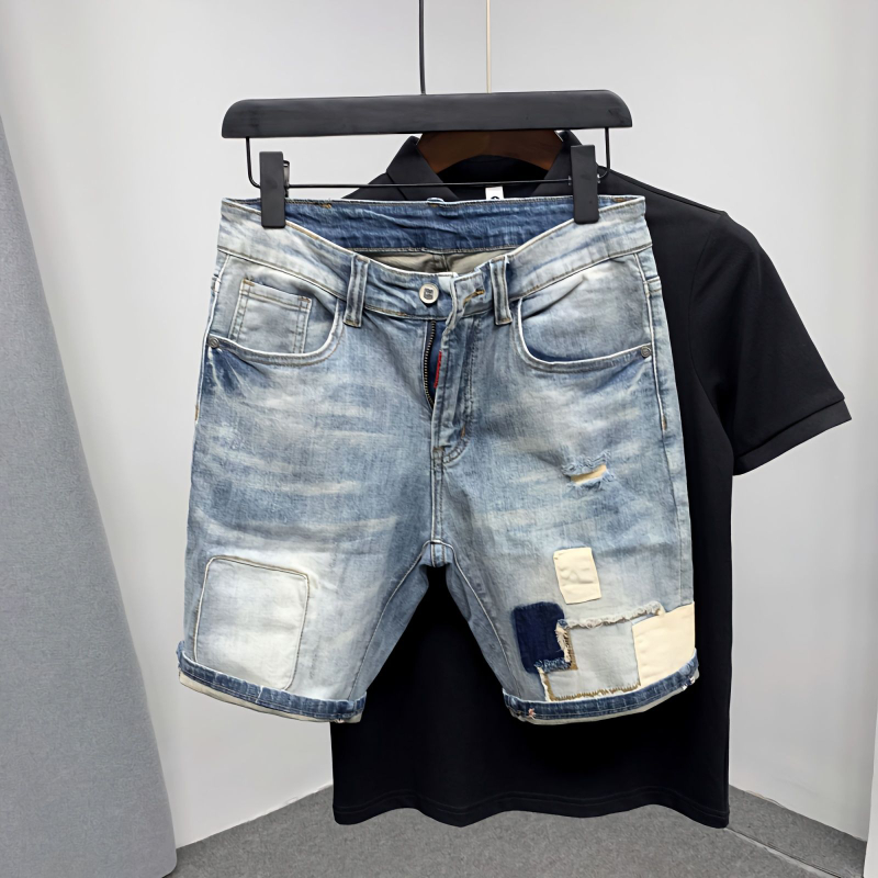 Straight Male Denim Shorts Rip - огляд і ціна Street Fashion Baggy