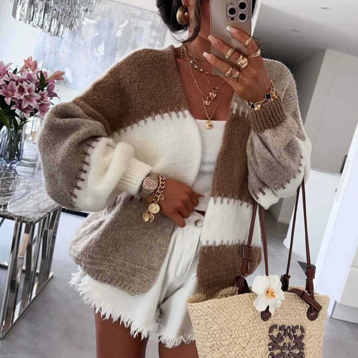Color Block Patchwork Cardigan - огляд і ціна Street Fashion Winter 2025