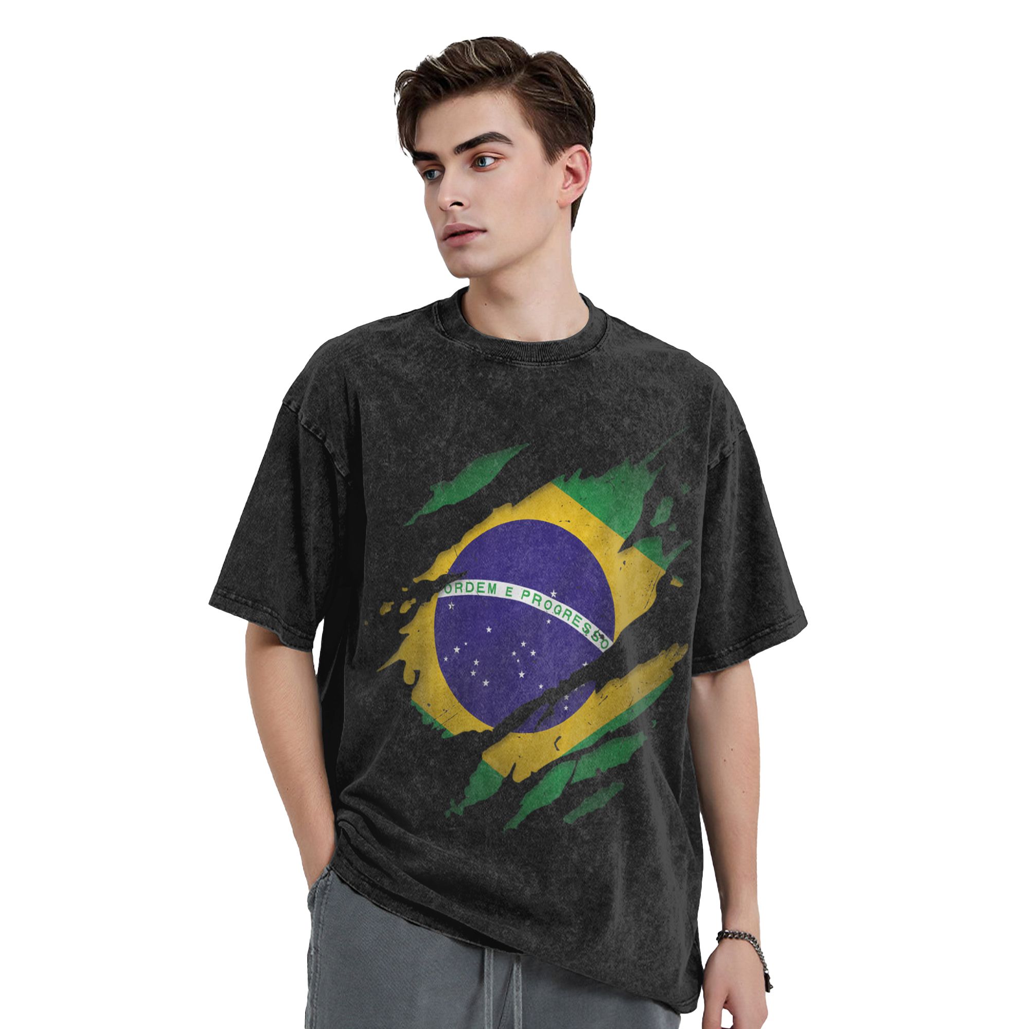 Brazil Brazilian Flag Washed T - огляд і ціна Street Fashion Brazil