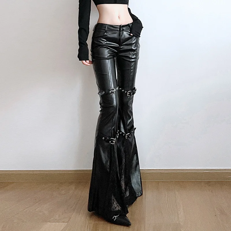 Women's PU Leather Flare Pants - огляд і ціна Street Fashion Female