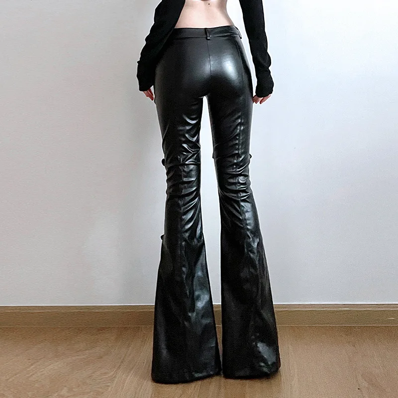 Women's PU Leather Flare Pants - огляд і ціна Street Fashion Female