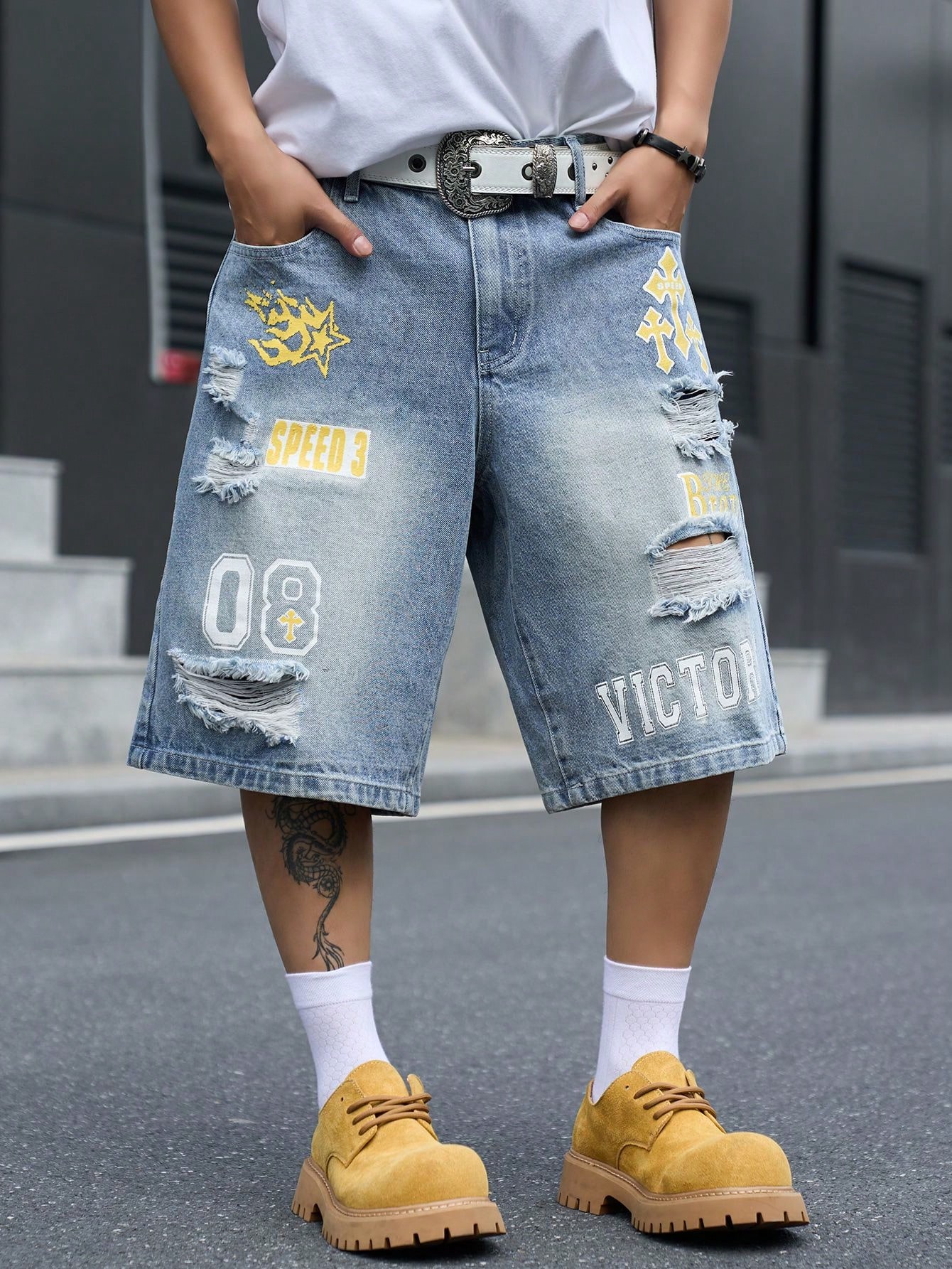 Men's Loose Fit Denim Bermuda  - огляд і ціна Street Fashion Baggy