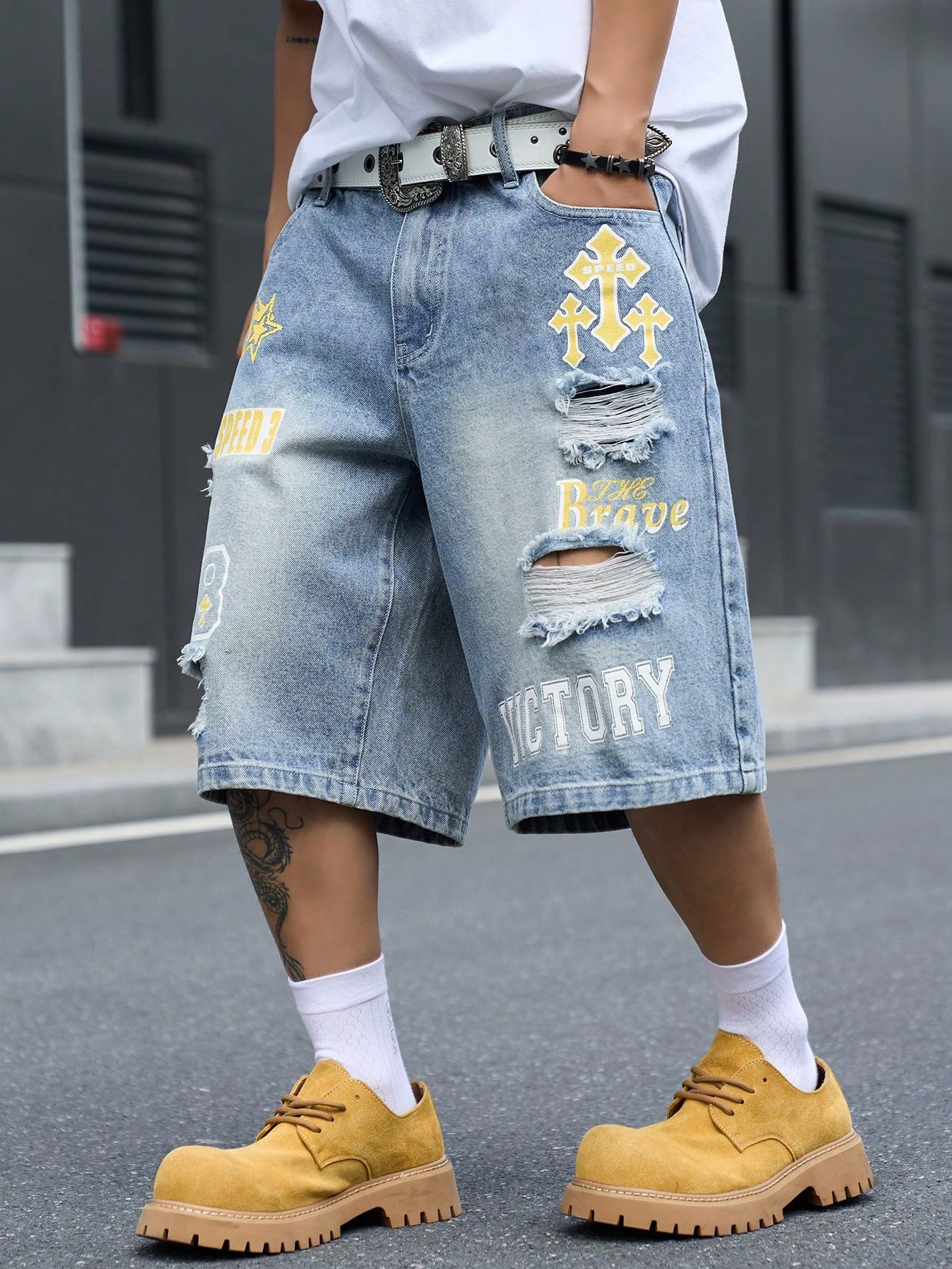 Men's Loose Fit Denim Bermuda  - огляд і ціна Street Fashion Baggy